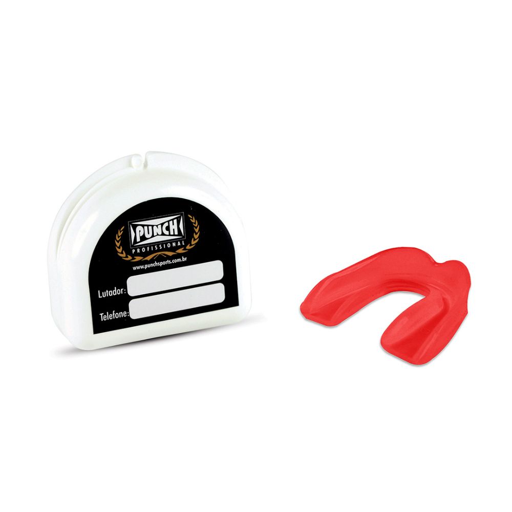 Protetor Bucal Simples com estojo - vermelho