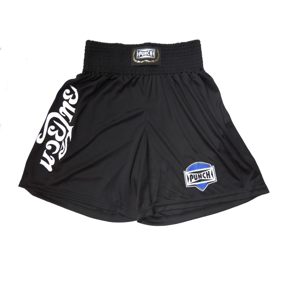 Shorts Muay Thai Punch Tailandês  preto e branco