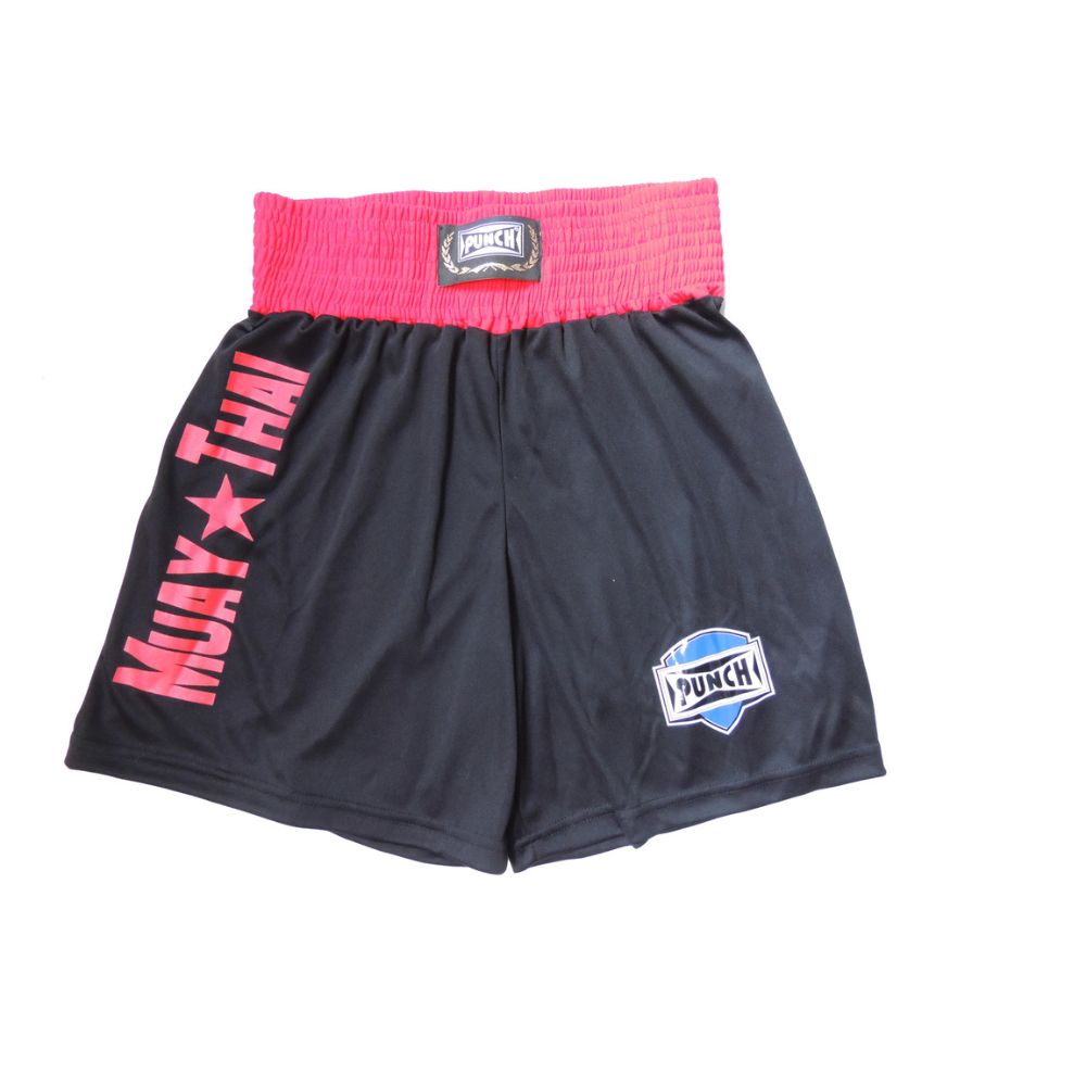 Shorts Muay Thai Punch Português preto e vermelho